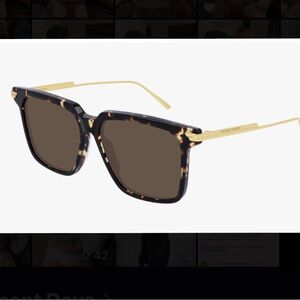 Bottega Veneta Tortoise Havana and Gold Sunglasses BV1006S square frame